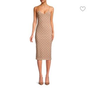 AFRM Beige Polka Dot Midi Dress